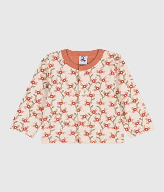 Cardigan in doorgestikte tubic met print voor baby's wit AVALANCHE/ MULTICO
