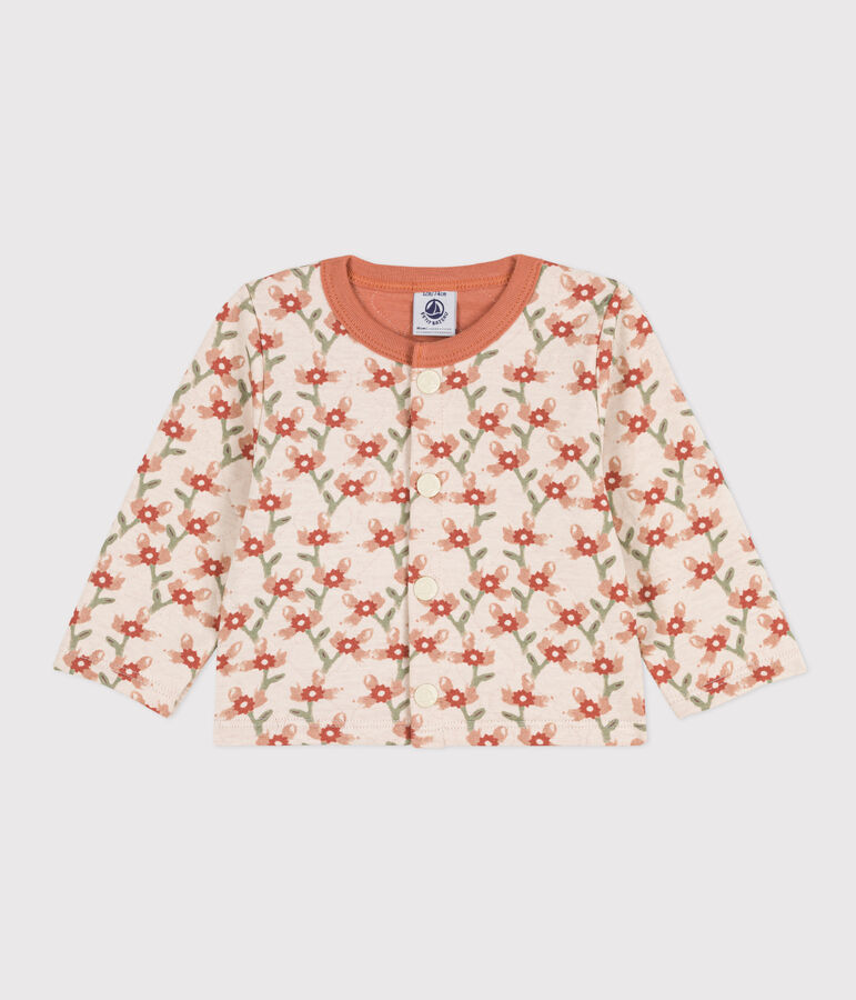 Cardigan en tubique matelass&eacute; imprim&eacute; b&eacute;b&eacute; &eacute;cru/multicouleur