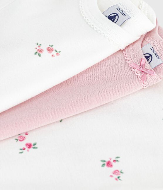 Setje van katoenen babyrompertjes met korte mouw en bloemenprint variante 1