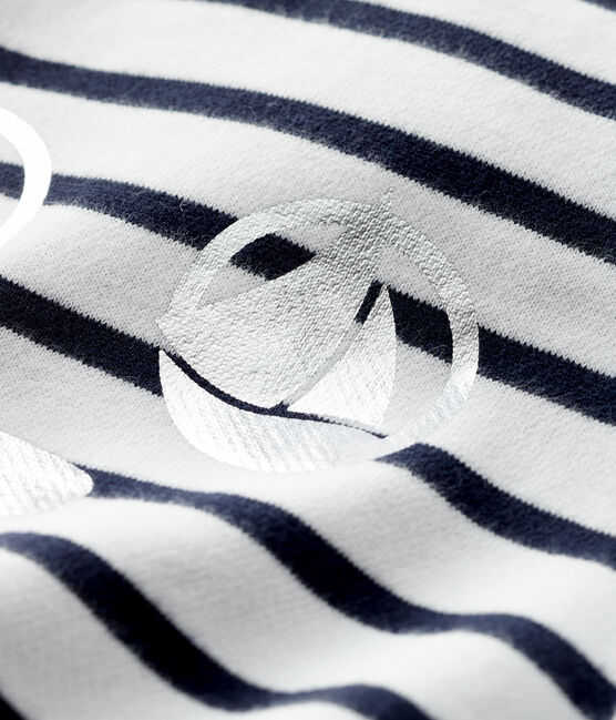 Sweatshirt bébé fille en molleton blanc MARSHMALLOW/bleu SMOKING