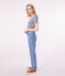 L'Iconique, gestreept katoenen T-shirt met V-hals voor dames blauw SMOKING/wit MARSHMALLOW