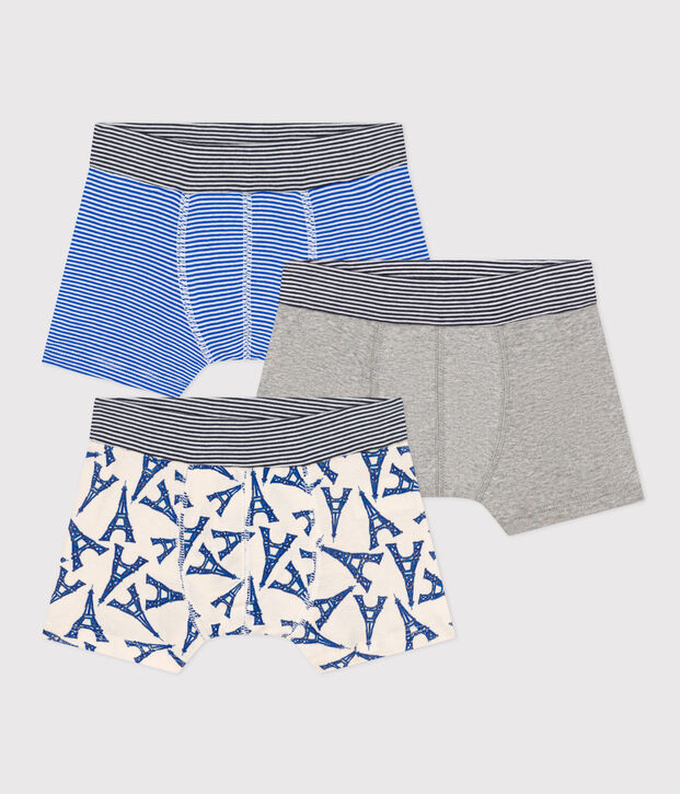 Lot de 3 boxers Paris en coton petit gar&ccedil;on multicouleur