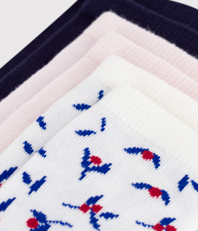 3 paires de chaussettes enfant en coton imprim&eacute; fleurs multicouleur
