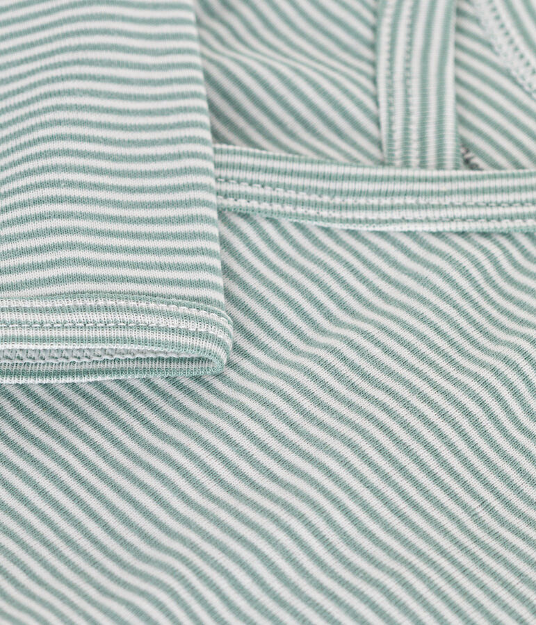 Katoenen overslagbody met lange mouwen voor baby's groen/wit