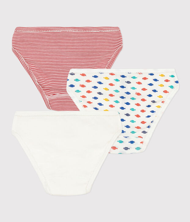 Lot de 3 culottes &agrave; bretelles animaux marins en coton petite fille multicouleur