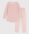 Nachthemd en legging met bloemetje voor meisjes in velours en katoen roze SALINE/wit MULTICO