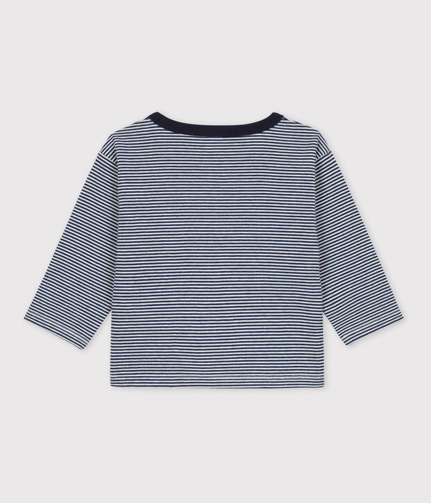 Baby-T-shirt met lange mouwen milleraies-strepen van tubic blauw/beige