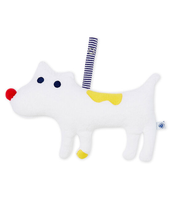 Knuffel met speen van bouclébadstof babyjongen wit MARSHMALLOW