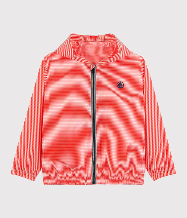 Windjack van gerecycled polyester voor meisje - jongen roze/wit