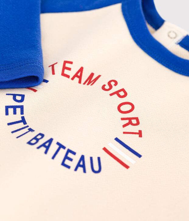 Fleece sweatshirt voor baby's ecru/blauw