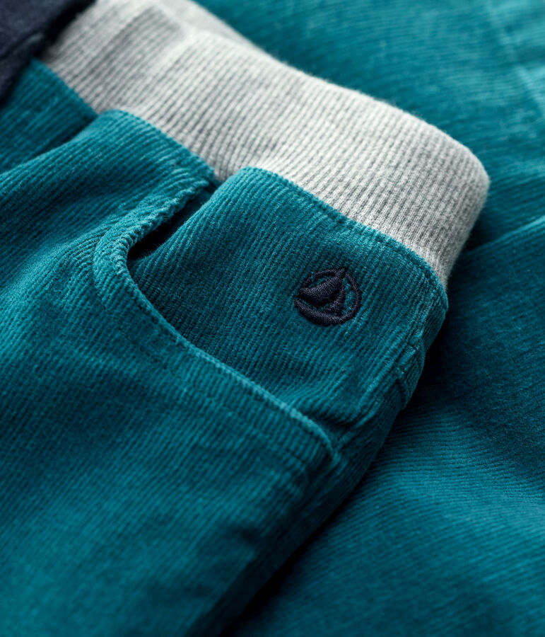 Regular jongensbroek van fluweel groen PINEDE