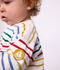 Katoenen babytruitje met matrozenstreepjes wit/multicouleur
