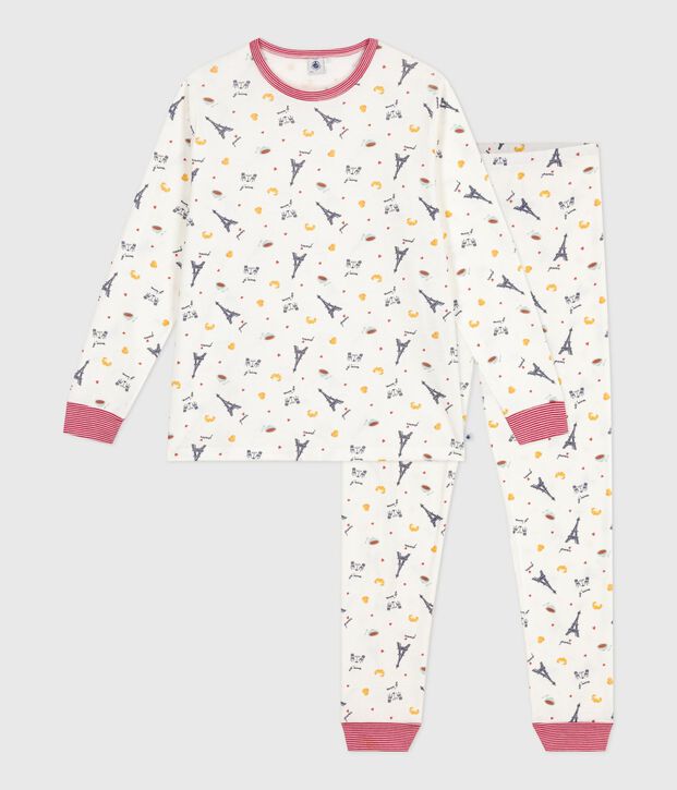 Katoenen pyjama met print van Parijs voor kinderen wit/multicouleur