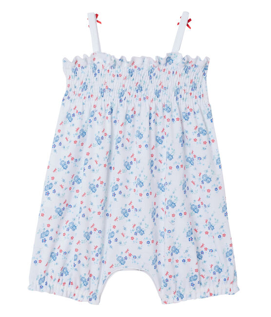 Kort bedrukt babypakje voor meisjes wit ECUME/blauw BLEU/ MULTICO