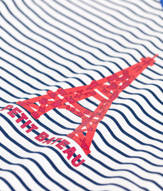 Le Droit, katoenen T-shirt met ronde hals voor dames wit/blauw