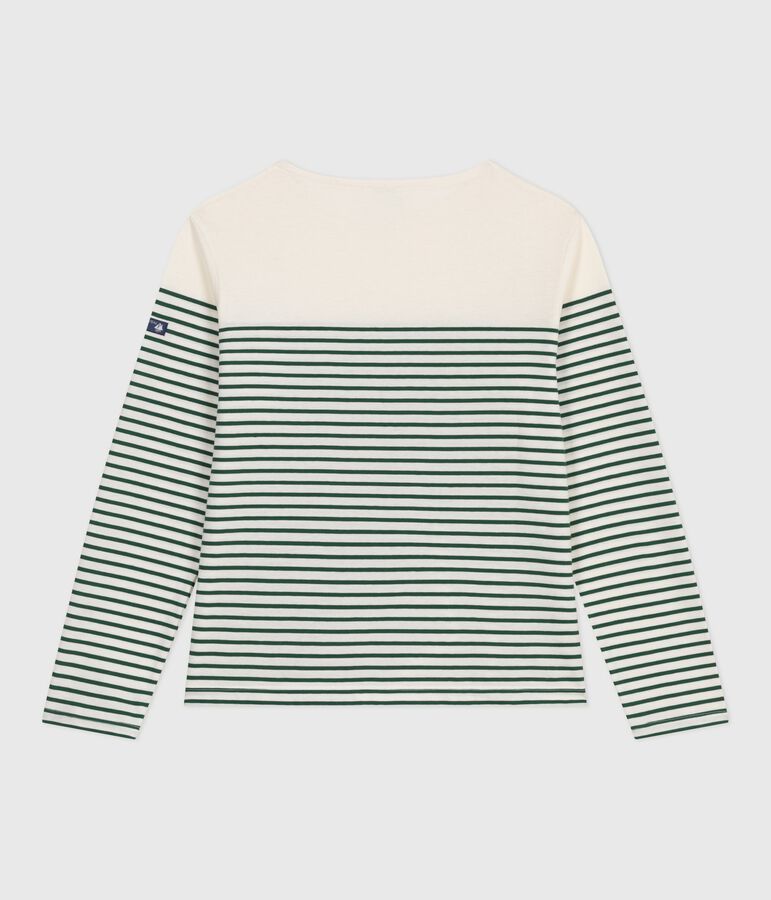 Katoenen sweatshirt met marinestrepen voor dames ecru/groen