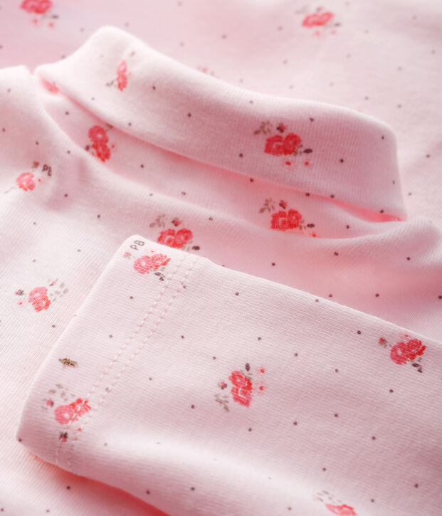 Body manches longues col roul&eacute; b&eacute;b&eacute; mixte rose/rose