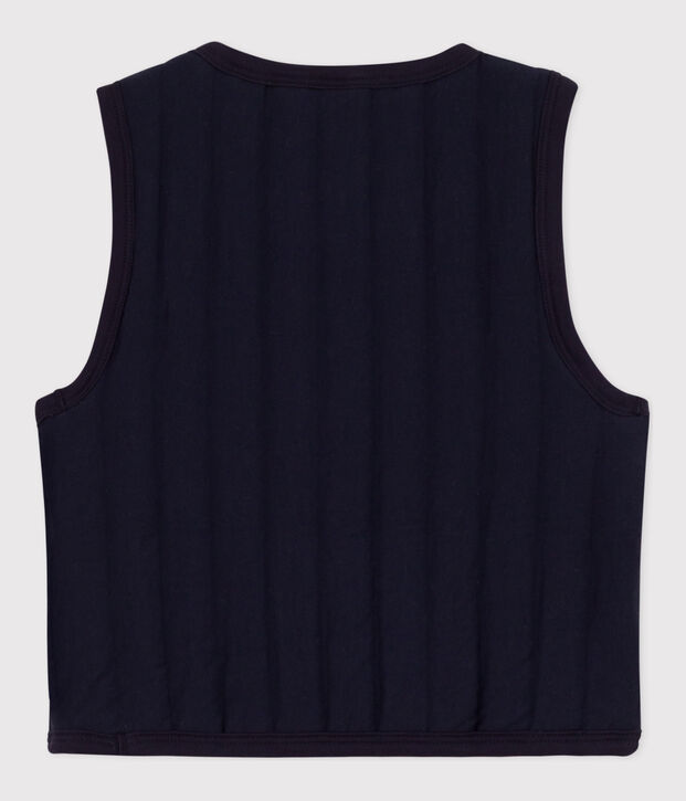 Veste sans manche en tubique enfant fille / gar&ccedil;on bleu marine