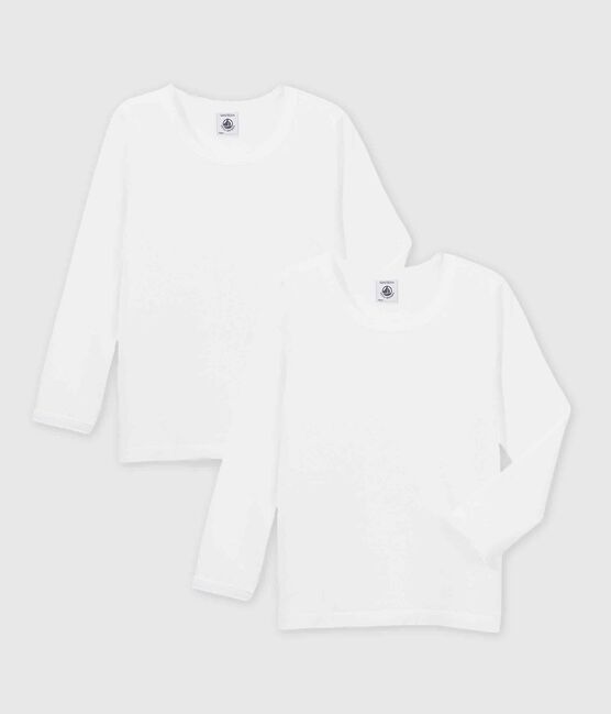 Lot de 2 tee-shirts blancs manches longues petite fille variante 1