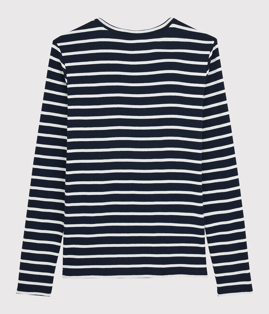 T-shirt iconique col V Femme bleu SMOKING/blanc MARSHMALLOW
