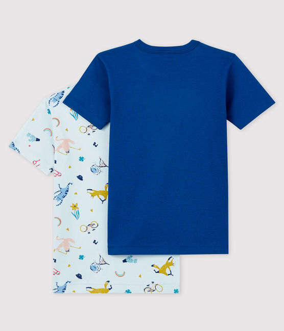 Set van 2 T-shirts met korte mouwen voor jongens met dieren en yoga variante 1