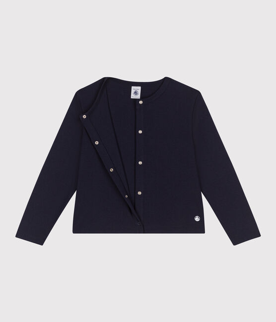 Cardigan enfant en coton uni bleu SMOKING