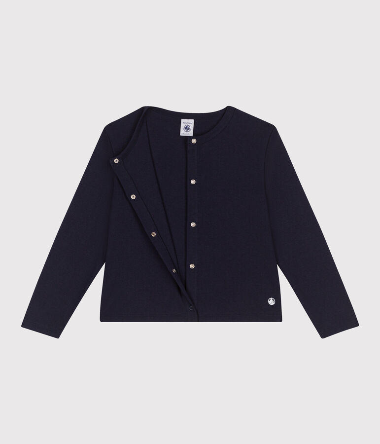 Effen katoenen cardigan voor kinderen blauw
