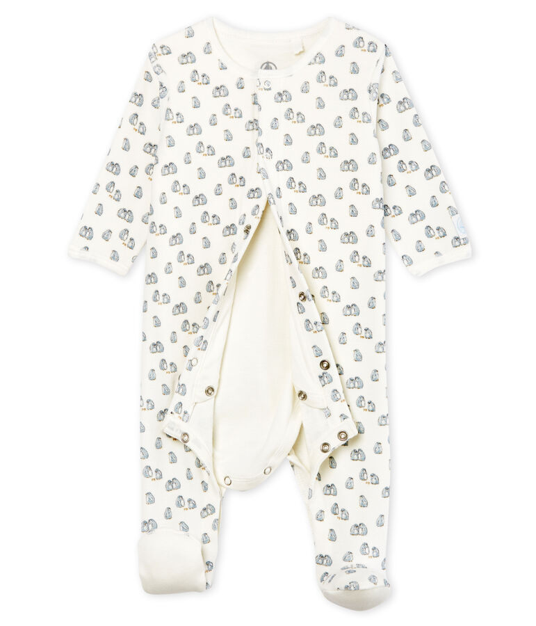 Bodyjama b&eacute;b&eacute; gar&ccedil;on en velours blanc MARSHMALLOW/blanc MULTICO