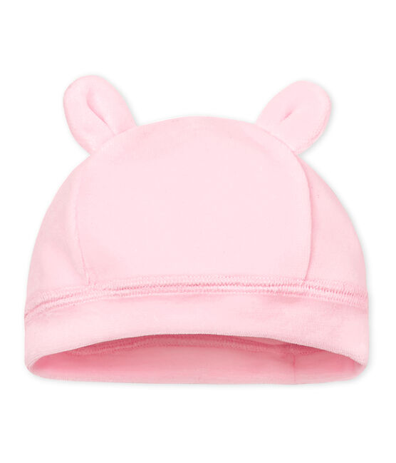 Bonnet naissance bébé mixte velours rose VIENNE