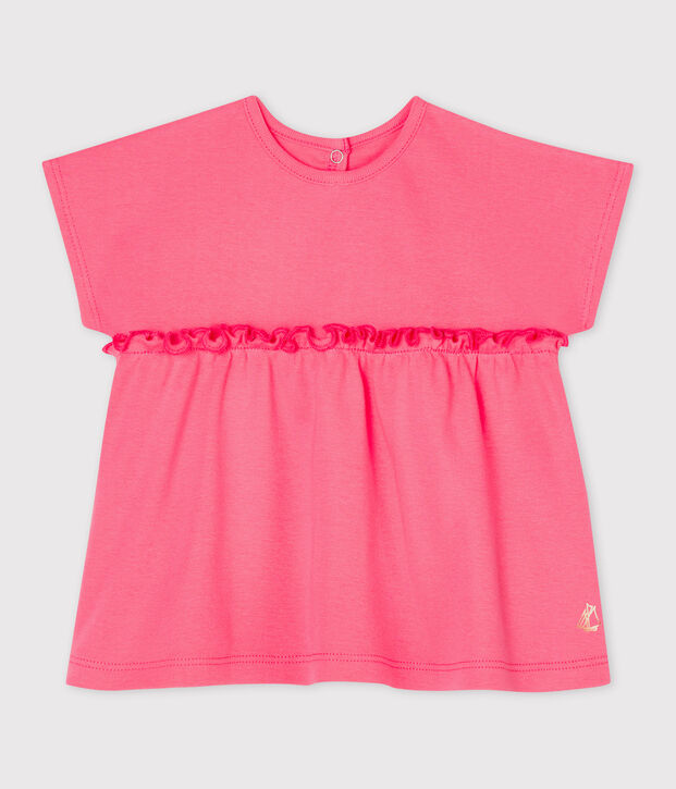 Effen blouse met korte mouwen babymeisje roze