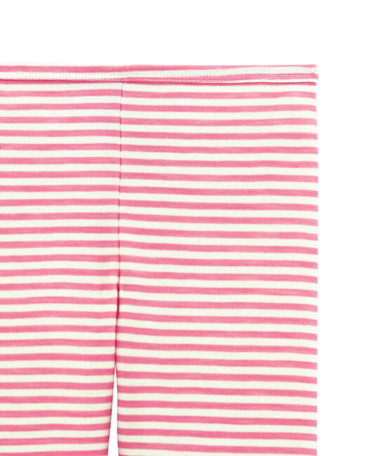 Meisjeslegging in wol/katoen roze CHEEK/wit MARSHMALLOW