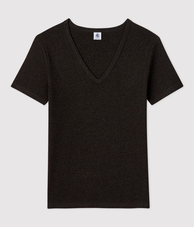 Tijdloos dames-T-shirt met V-hals in biokatoen grijs