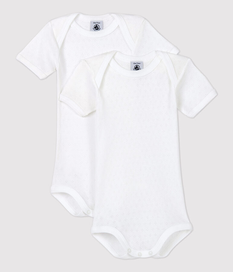 Set van 2 witte rompertjes met korte mouwen voor baby multicouleur