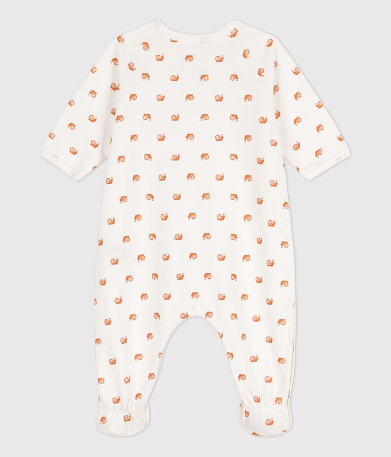 Slaappakje in molton met print voor baby's wit/bruin