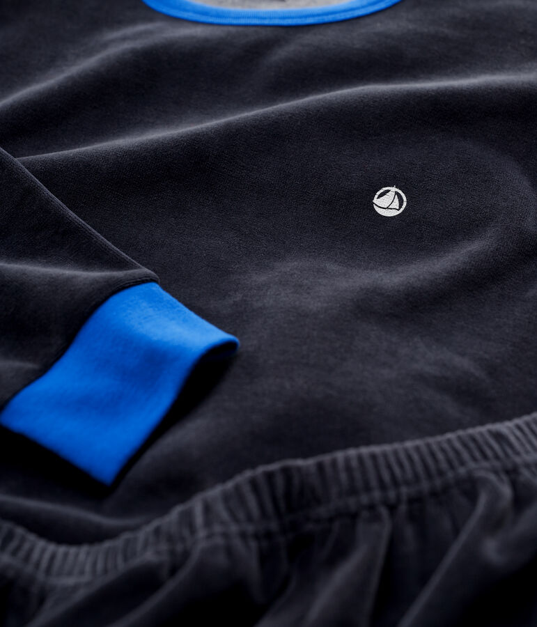 Pyjama bleu marine gar&ccedil;on en velours bleu