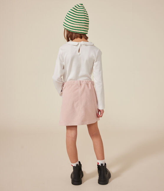 Tee-shirt manches longues coton  enfant fille blanc MARSHMALLOW