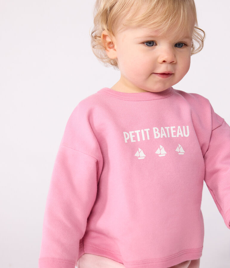 Katoenen babysweatshirt met vintage Petit Bateau-motief roze BOUDOIR