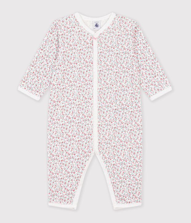 Pyjama b&eacute;b&eacute; en coton sans pieds imprim&eacute; &agrave; fleurs blanc/multicouleur