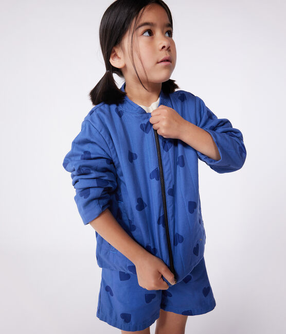 Veste enfant en coton cœurs bleu ALASKA FONCE/ MEDIEVAL