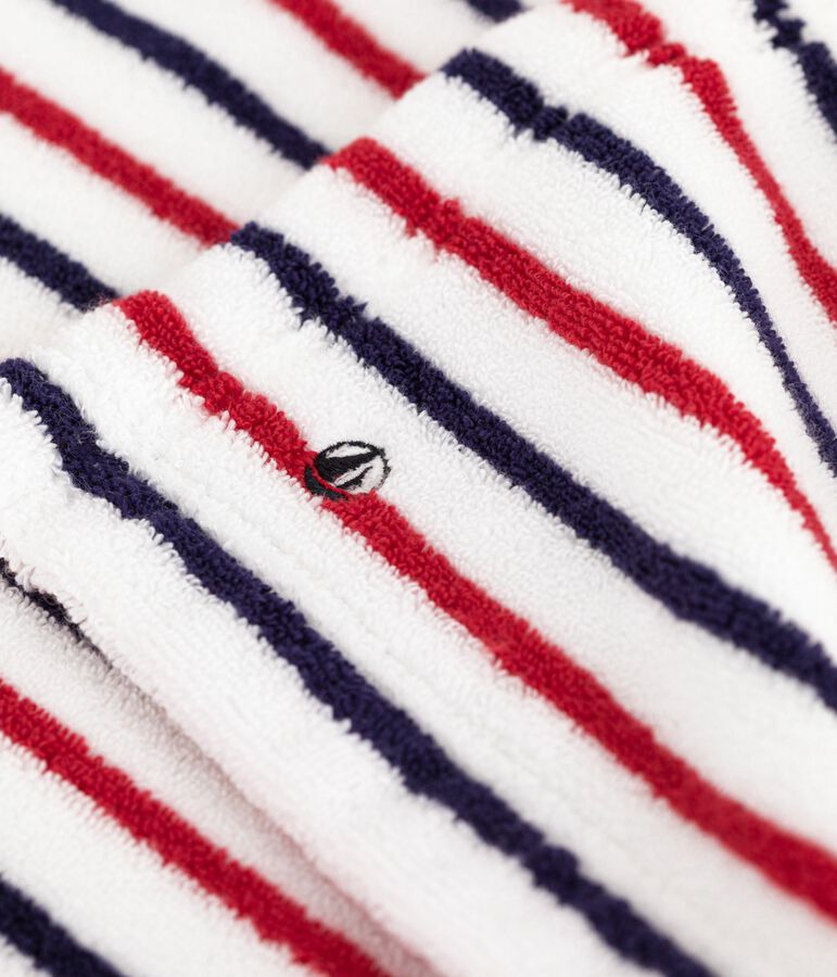 Cape de bain b&eacute;b&eacute; imprim&eacute;e &agrave; rayures en &eacute;ponge blanc/multicouleur