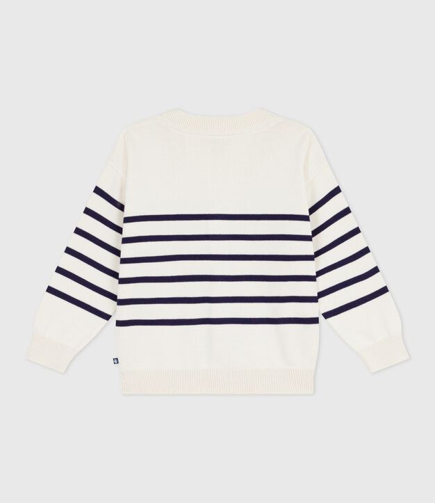 Katoenen kindercardigan met strepen blauw/blauw