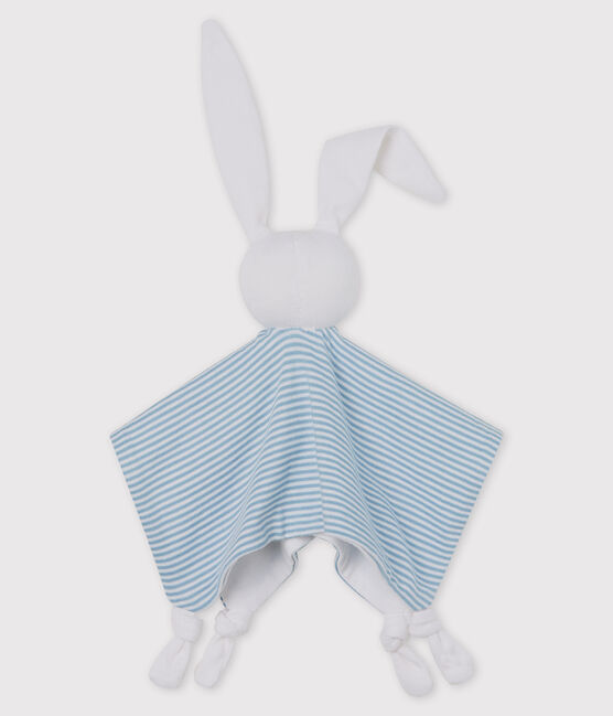 Katoenen knuffelkonijn voor baby's blauw ACIER/wit MARSHMALLOW