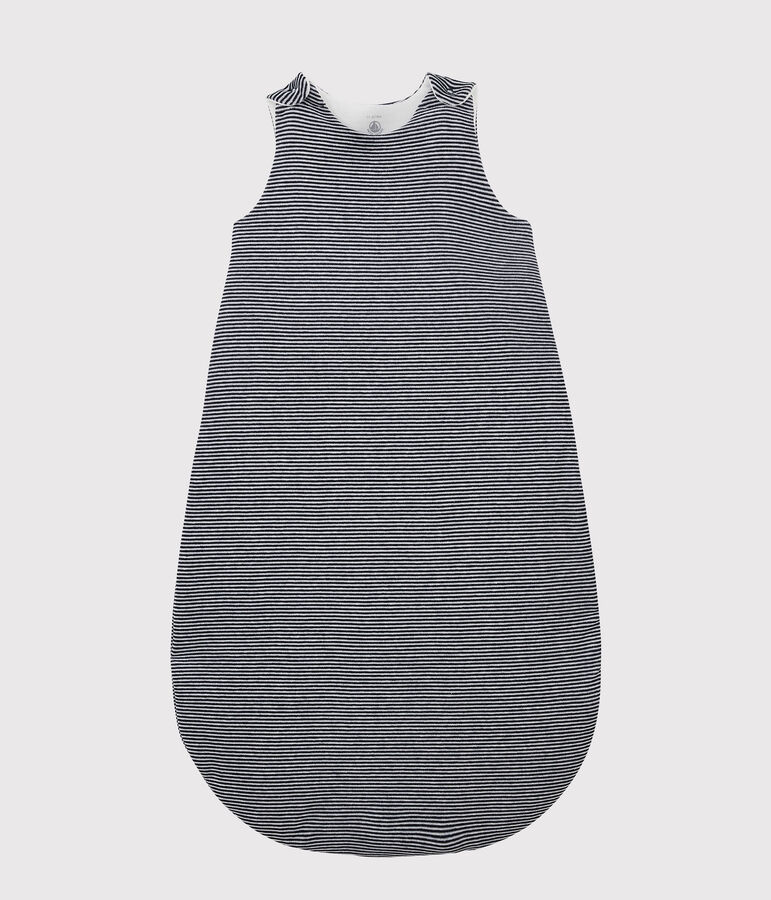 Gigoteuse ray&eacute;e b&eacute;b&eacute; en velours de coton biologique bleu/blanc