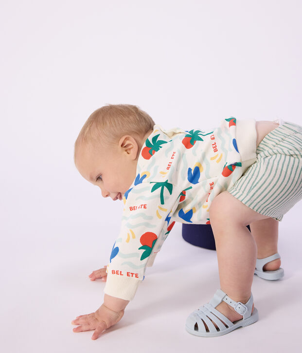Sweatshirt &agrave; capuche b&eacute;b&eacute; en coton imprim&eacute; &eacute;cru/multicouleur