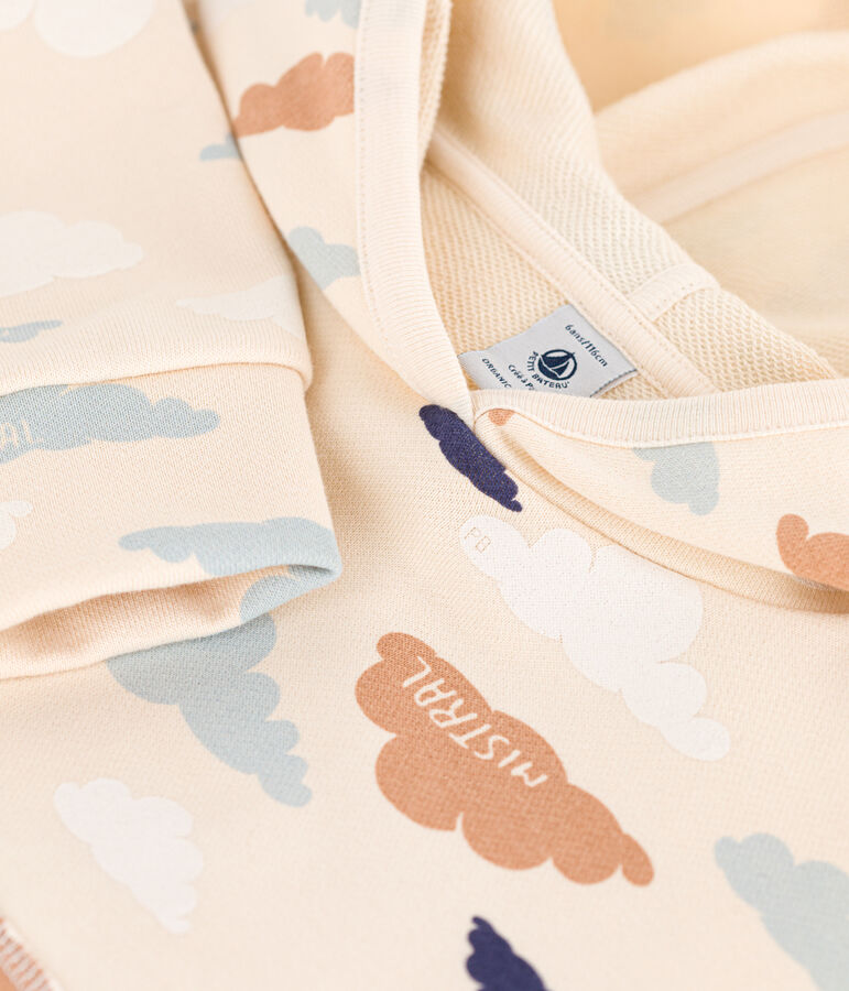 Sweatshirt &agrave; capuche en molleton enfant fille &eacute;cru/multicouleur