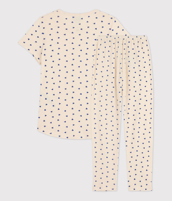 Pyjama manches courtes cœur petite fille en coton blanc AVALANCHE/ NEWBLEU