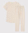 Pyjama manches courtes cœur petite fille en coton blanc AVALANCHE/ NEWBLEU