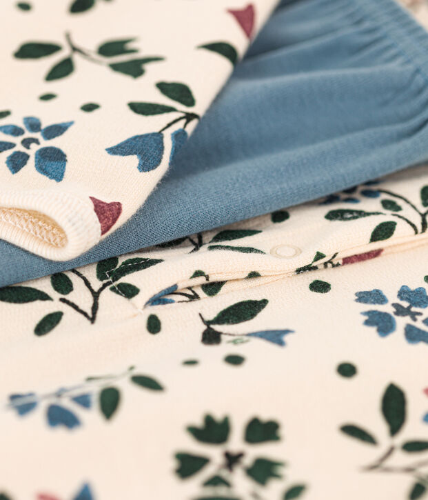 Nachthemd en legging met bloemen voor meisjes in molton en katoen ecru/multicouleur