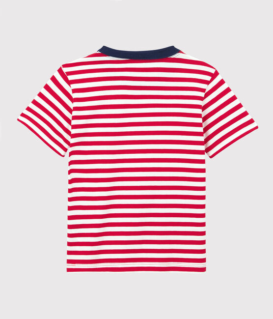 T-shirt manches courtes en coton enfant garçon rouge PEPS/blanc MARSHMALLOW