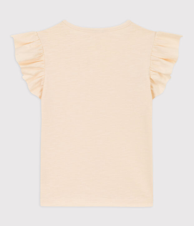 Tee-shirt manches courtes en coton enfant fille &eacute;cru